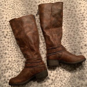 Tall Brown Rustic Leather Boots